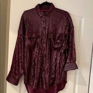 Pilcro Burgundy Sequin Blouse